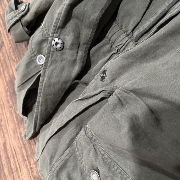 Cartonnier Anthropologie Womens 10 Olive Green Cotton Linen Utility Field Jacket - Picture 7 of 10